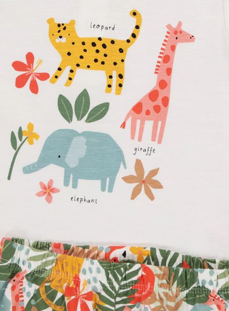 Baby Safari Print T-Shirt & Shorts (Newborn-24 Months) | Tu clothing Kids Fabric Prints, Safari Pattern, Giraffe Illustration, Safari Kids, Kids Fashion Inspiration, Baby Applique, Boys Pattern, Tu Clothing, Safari Animal Prints