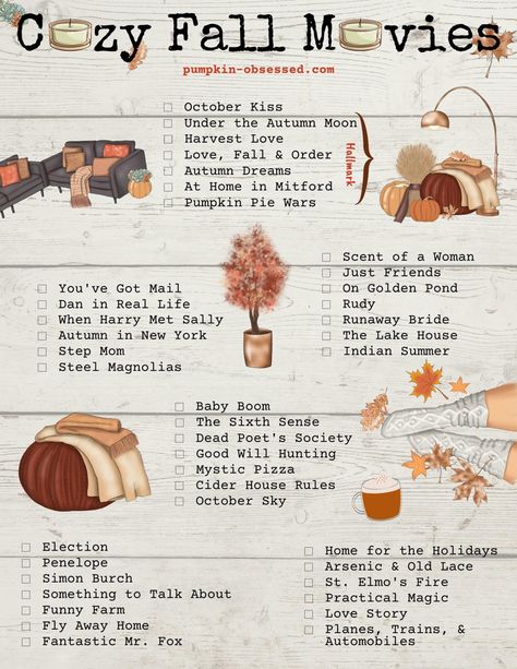 Feel Good Fall Movies, Darling Desi Autumn, September Aesthetic, Fall Movies, Herbst Bucket List, Freetime Activities, Halloween Movie Night, Fall Mood Board, Love Autumn