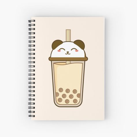Panda Journal, Boba Tea, Notebook Design, A Journal, Spiral Notebook, Paper Stock, Sell Your Art, My Art, Awesome Products