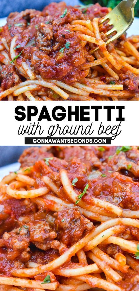 Spaghetti With Ground Beef Pasta Recipes With Spaghetti Sauce, Spaghetti With Hamburger Meat, Hamburger Meat Spaghetti Recipes, Best Spaghetti Recipe Easy Ground Beef, Ground Beef Seasoning For Spaghetti, Spaghetti Hamburger Recipes, How To Cook Ground Beef For Spaghetti, Easy Spaghetti Recipes With Ground Beef, Easy Spaghetti Sauce Ground Beef