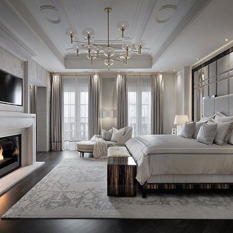 Luxury Bedroom Design, Bedroom Fireplace, Luxury Bedroom Master, 아파트 인테리어, Luxury Bedroom, Hus Inspiration, Elegant Bedroom, Master Bedrooms Decor, Beautiful Bedrooms