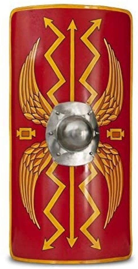 This is fully functional Roman Scutum Shield. The Shield has been constructed from 18 Gauge Steel. The handle of the Scutum is metal, secured by a thick steel band.The Boss of the shield is solid steel welded by six bolts. Roman Armour, Barbarian Armor, Roman Shield, Knight Armour, Imperial Legion, Shield Tattoo, Roman Gladiators, Roman Armor, Military Ranks