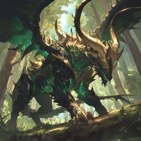 Forest Monster Art, Forest Dragon Art, Mountain Concept Art, Deer Dragon, Cool Dragon Pictures, Dragon Species, Forest Dragon, Wood Dragon, Fantasy Creature Art