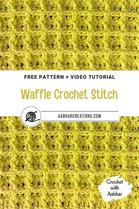 Waffle Crochet Stitch | Crochet with Aabhar | Aabhar Creations Waffle Crochet Stitch, Popcorn Crochet Stitch, Popcorn Crochet, Waffle Crochet, Popcorn Stitch Crochet, Wave Blanket, Crotchet Stitches, Crochet Blanket Tutorial, Crochet Stitch Tutorial