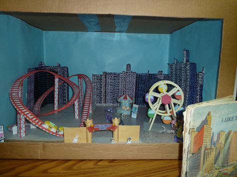 Amusement Park Diorama, Park Diorama, Diaroma Ideas, Shoe Box Diorama, Recycling Projects For Kids, 3d Posters, Theme Park Planning, Material Ideas, Family Sculpture