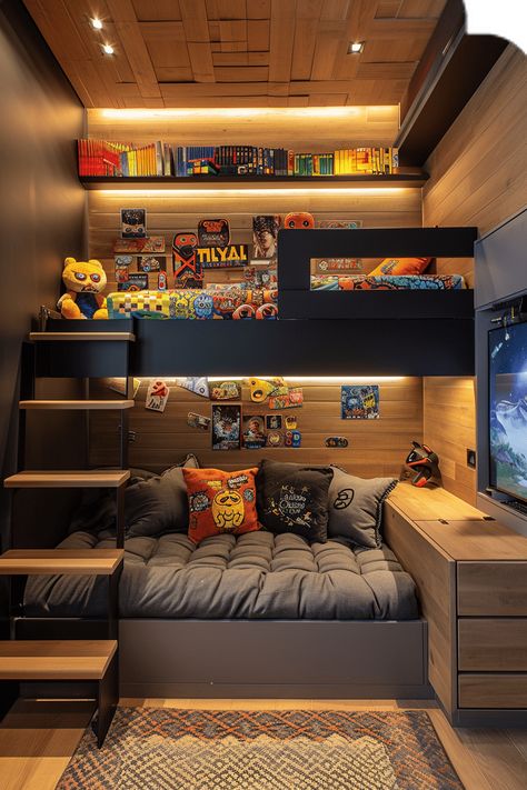 Video Room Ideas, Game Bedroom Design, Small Gaming Bedroom Ideas Boys, Tiny Gaming Room, Cool Boys Bedrooms, Boy Bedroom Ideas Gamer, Kids Boy Room Ideas, Small Bedroom For Boys, Cool Rooms For Boys