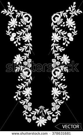 Floral Motif Design Embroidery, Embroidery Around Neckline, Neck Line Design, Neckline Embroidery Designs, Neck Embroidery Designs, Roses Embroidery, Ideas Embroidery, Embroidery On Kurtis, Neck Embroidery