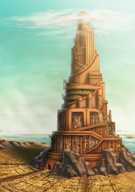 Tower of Babel - Scenery Assignment, Henrique Pereira on ArtStation at https://www.artstation.com/artwork/vmagv Brick Building Drawing, Tower Of Babel Art, Babel Tower, Tower Of Babylon, Fantasy Tower, The Tower Of Babel, Ancient Babylon, Ancient Sumerian, Art Assignments