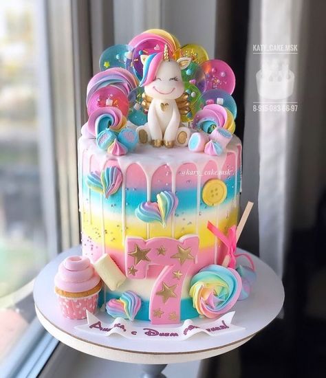 Dream Birthday Cake, Unicorn Themed Cake, Birthday Cakes Girls Kids, Unicorn Birthday Party Cake, Cake Designs For Girl, Candyland Cake, Dream Birthday, 6th Birthday Cakes, 10 Birthday Cake