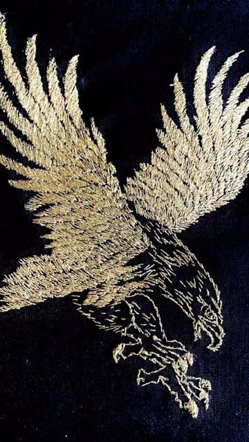 Embroidery Designer - IBY LIPPOLD on Instagram: "Fly eagle 🦅 fly 🩶 #embroidery #eagle #sticken #wiesbaden #schwarz #gold #black #broderie #handarbeit #ibylippold" Fly Embroidery, Eagle Embroidery, Basic Hand Embroidery Stitches, Kids Ethnic Wear, Embroidery Online, Fly Eagles Fly, September 21, Schwarz Gold, Gold Embroidery