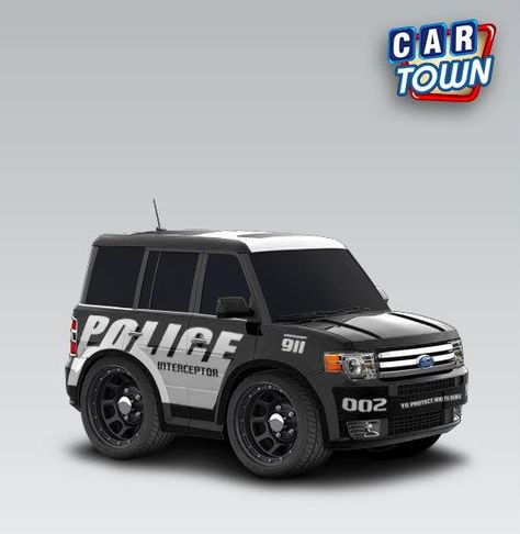 Ford Flex 2009 Police Interceptor!! I have a ford flex awesome!! Police Toys, Car Town, Low Poly Car, Town Design, Cars Characters, Tiny Cars, Armored Truck, Ford Flex, Car Illustration