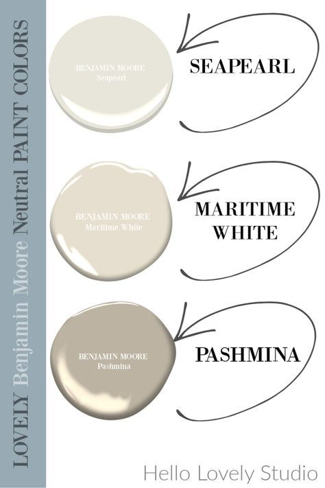 Neutral paint colors from Benjamin Moore I love - Hello Lovely Studio. cOME FIND 3 Neutral Paint Color Ideas from Southeastern Designer Showhouse 2020. #paintcolors #benjaminmoore #seapearl #pashmina #maritimewhite #whitepaintcolors #hellolovelystudio Wherein Williams Interior Colors, Normandy House, Painting House, Paint Color Ideas, House Color Palettes, Neutral Paint Color, Neutral Paint Colors, Paint Colors Benjamin Moore, Benjamin Moore Colors