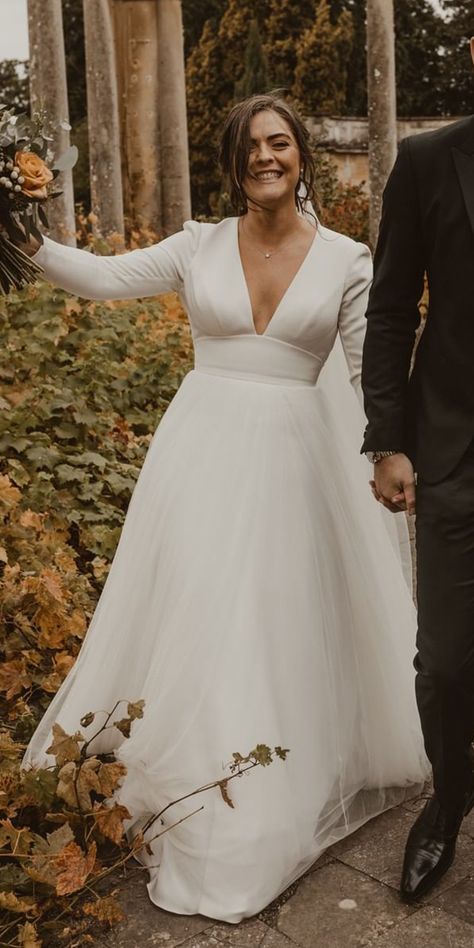 Wedding Dresses For Petite Women Long Sleeve, Destination Wedding Dresses Plus Size, Wedding Dresses Simple Curvy Bride, Winter Wedding Dress Curvy Bride, Long Sleeved Simple Wedding Dress, Plus Size Classic Wedding Dresses, Long Sleeve Tulle Prom Dress, Simple Elegant Wedding Dress With Sleeves Classy Tea Length, Long Sleeve Lace Wedding Dress Simple