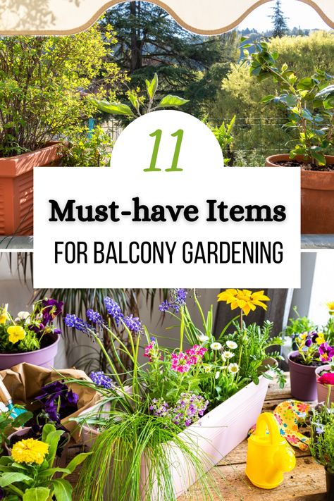 When it comes to the essential items, balcony gardening isn’t drastically different from any other type of gardening. That said, you might need to prioritize certain things due to space or opt for more compact versions. No matter whether you’re starting a veg or herb garden, want to grow some flowers, or aren’t yet sure what type of garden you want, this article is for you. Here, we’ll cover the 11 most important must-have items for balcony gardening. Nature, Balcony Plants Ideas Pots, Balcony Garden Layout, No Roof Balcony Ideas, Small Balcony Herb Garden Ideas, Balcony Plant Stand, Balcony Plants Ideas Apartments, Herb Balcony Garden, Herb Garden On Balcony