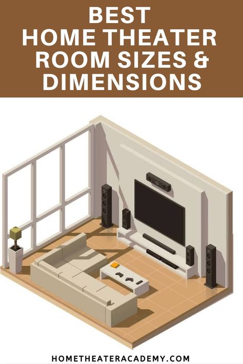 It can be difficult deciding how much space you need for your home theater, so I decided to do some research into the best home theater room sizes depending on what kind of viewing technology you plan to use. So, what’s the best home theater room size and dimensions? #hometheaters #hometheaterroom #movieroom #hometheatersetup #homecinema Home Theater Speakers Placement, Home Theatre Living Room Ideas, Media Room Lights, Home Theater Playroom, Home Theater Room Size, Mini Home Theater Design Small, Small Space Theater Room, Movie Room Small Space, Theater Family Room Ideas