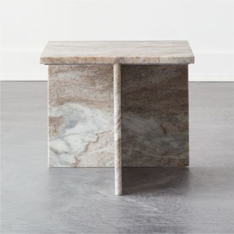 CB2 - February Catalog 2022 - T Short Marble Side Table Marble Tables, Marble Square, Marble Side Table, Table Marble, Marble Furniture, House Family, Homeward Bound, C Table, Square Side Table