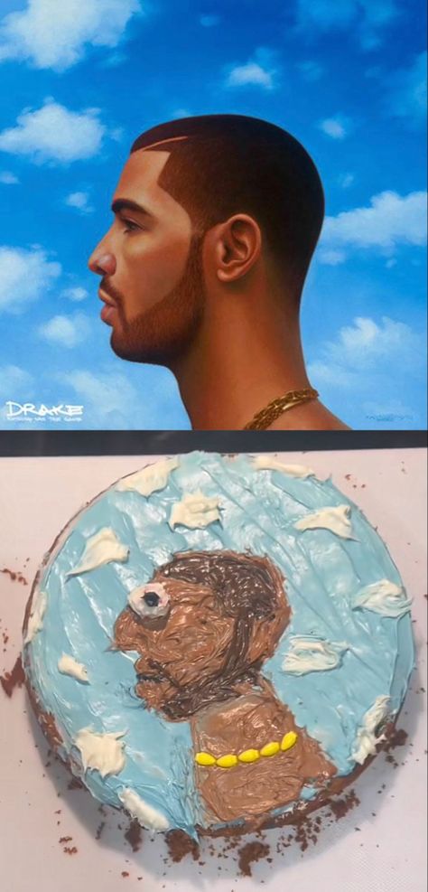 so yummy so gorjus Messed Up Cakes Funny, Essen, Drake Cake Funny, Summer Cake Designs Easy, Funny Cake Design, Funny Cakes For Friends, Funny Bday Cakes, Funny Cake Designs, Drake Nothing Was The Same