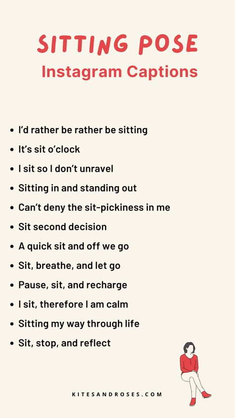 Looking for sitting pose captions? Here are the quotes and sayings that reflect poise and serenity. Sitting Pose Captions For Instagram, Captions For Sitting Pose, Serenity Captions, Sitting Captions Instagram, Sitting Captions, Pose Captions For Instagram, Pose Captions, Insta Captain, Sit Quotes