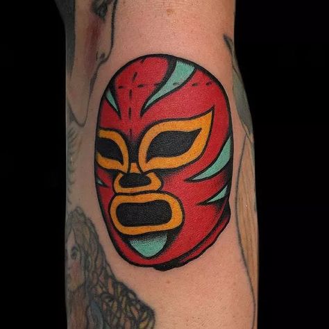 Traditional Luchador Tattoo, Patchwork, Lucha Mask Tattoo, Luchador Mask Tattoo, Lucha Libre Tattoo, Luchador Tattoo, Grunge Tats, Uchiha Tattoo, Wrestling Tattoos