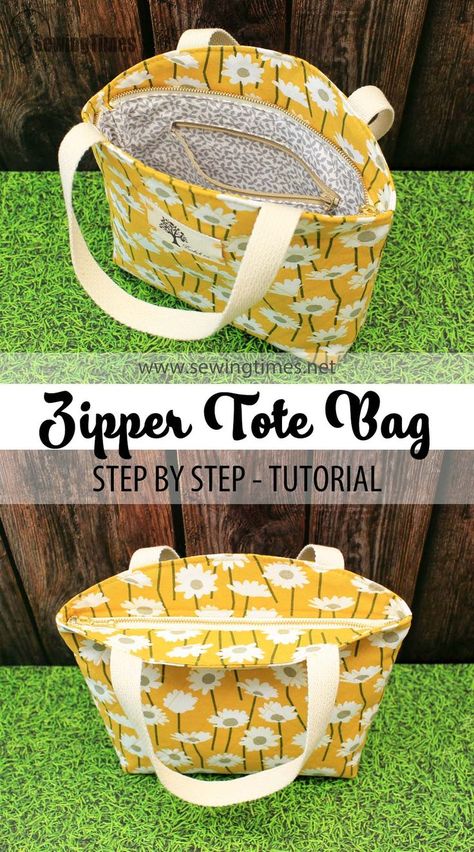 Sewing Times, Sew Tote Bag Pattern, Cork Bags, Recessed Zipper, Tote Bag Sewing, Lakaran Fesyen, Basket Patterns, Handbag Tutorial, Tote Bag Pattern Free