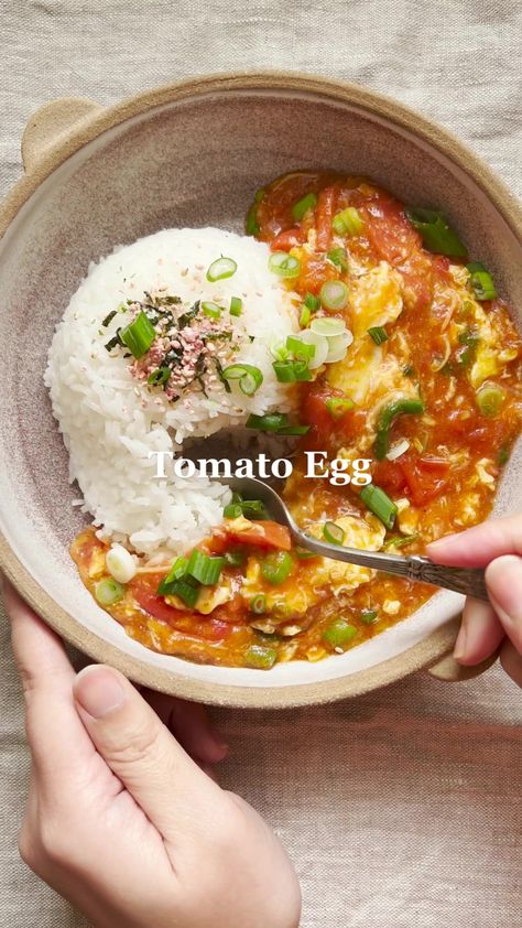 Tomato Egg is my ultimate comfort food ☺️ recipe is linked in my bio! #chinesefood #veryasian #foodtiktok #cookingtiktok #recipetiktok #tomatoegg #veg Chinese Tomato Egg Recipe, Tomato Egg Recipe, Tomato Egg, Shakshuka Recipes, Tomato Rice, Chinese Cooking Recipes, Rabbit Food, Chinese Cooking, Ultimate Comfort Food