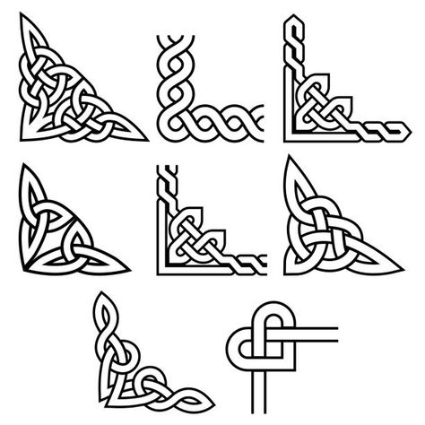 Celtic Corner Design, Tatouage Haida, Knotwork Border, Celtic Corners, Celtic Border, Corners Design, Irish Pattern, Celtic Ornaments, Irish Symbols