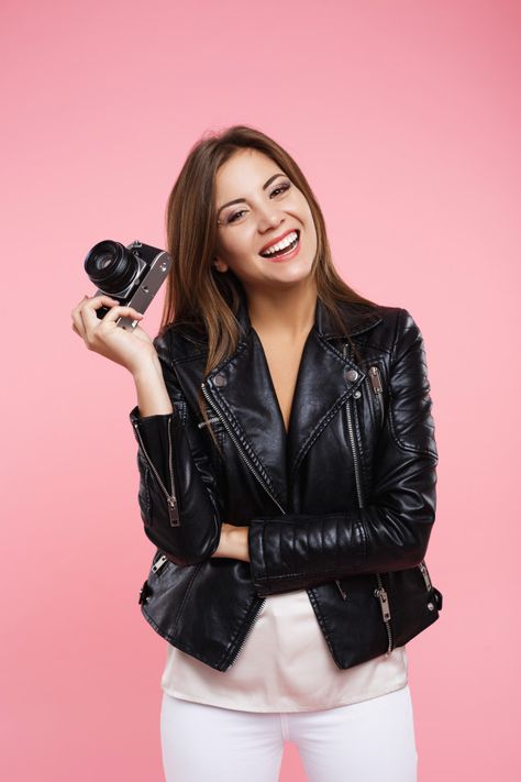 Posing With Camera, Photographer Poses With Camera, Person Holding Camera, Happy Woman Portrait, Lightroom Shortcuts, Hand Girl, Branding Headshots, Girl Smile, Smile Photo