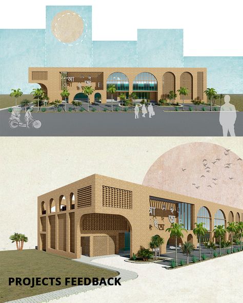 Architecture Concept Diagram Sketches, Stone And Glass Architecture, Library Architecture Concept Ideas, Community Library Architecture, Architecture School Project, Community Architecture Concept, Fayoum Architecture, Housing Design Concept, Library Architecture Concept