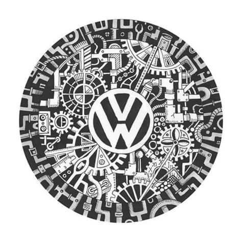 Mechanical Doodle, Circular Illustration, Doodles Mandala, Vw Art, Unique Birthday Cakes, Arte Steampunk, Mandala Doodle, Draw Painting, Vw Aircooled