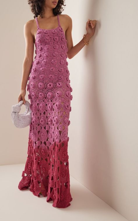 Crochet Maxi, Pink Crochet, Crochet Fashion Patterns, Silk Maxi, Silk Maxi Dress, Knit Fashion, Crochet Fashion, Cute Crochet, Crochet Designs