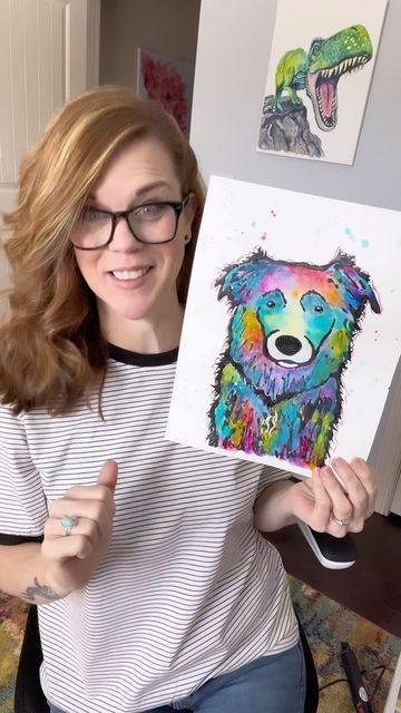 Andrea Nelson on Instagram: "So many of you have shared your pet portraits with me! That’s why this one is my favorite! You don’t know how much you guys lift me up 😊 #petportrait #paintyourpet #animallover #easyart #arttutorial #gothglue #easywatercolor #dogmom #catmom" Paint Your Pet Tutorial, Preschool Pet Art Projects, Pet Portraits Paintings Acrylics, How To Paint Pet Portraits, How To Paint Dogs Pet Portraits, Paint Your Pet Diy, Watercolor Dog Portrait Tutorial, Pet Paintings Diy, Watercolour Pet Portrait