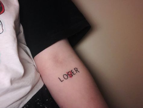 Loser / Lover tattoo from the movie IT (2017) by Stephen King Loser Lover Tattoo, Stephen King Tattoos, Pennywise Tattoo, Lover Tattoo, Loser Lover, Club Tattoo, Movie Tattoo, Movie Tattoos, King Tattoos