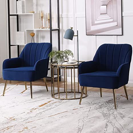 Navy Blue Armchair, Navy Blue Chairs Living Room, Blue Accent Chairs For Living Room, Single Chairs Living Room, Blue Accent Chairs Living Room, Bagshot Park, Armchair Cozy, Moody Feminine, Navy Blue And Grey Living Room