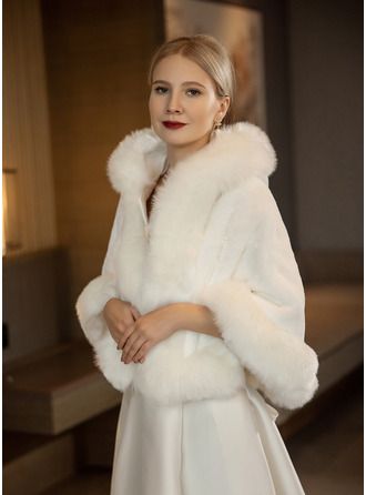 JJsHouse Shawl Wedding Fashion Sleeveless White Wraps. #JJsHouse #Shawl #Wedding #Fashion #Sleeveless #White #Wraps Faux Fur Wedding Wrap, Faux Fur Wedding, Tea Length Tulle, Wedding Fur, Mother Of The Bride Dresses Long, Ruffle Beading, Winter Bride, Bridal Shawl, Wedding Jacket