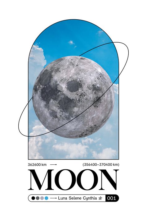 Moon Graphic Design Posters Typography Graphic Design Posters Typography, Moon Graphic Design, Church Media Graphics, Posters Typography, Graphic Design Typography Poster, Solar System Poster, Moon Luna, Moon Graphic, Moon Poster