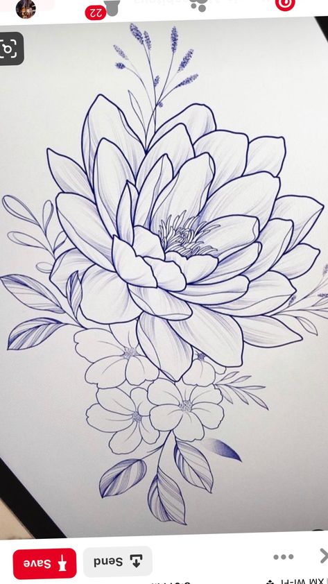 Lotus Flower Tattoos, Lotus Flower Drawing, Flores Tattoo, Arte Aesthetic, Flower Line Drawings, Seni 2d, Flower Drawing Design, Tattoo Stencil Outline, Flower Outline