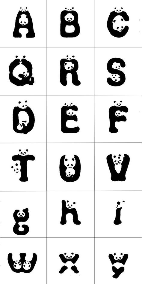 WWF Japan created a panda font to raise public awareness about the issue of endangered giant pandas. By using this font you help make others aware of this issue!: Panda Craft, Panda Birthday Party, Panda Head, Typographie Inspiration, Panda Birthday, Pola Bordir, Panda Party, Typography Alphabet, 타이포그래피 포스터 디자인