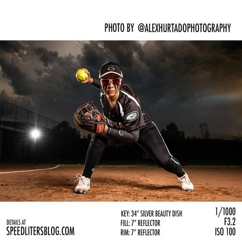 Dynamic Sports Photography, Sports Portraits Lighting, Softball Photography Ideas, Baseball Action Shots Sport Photography, Dramatic Sports Photography, Sports Portrait Photography, Speedlite Photography, Sports Photography Ideas, Baseball Portraits