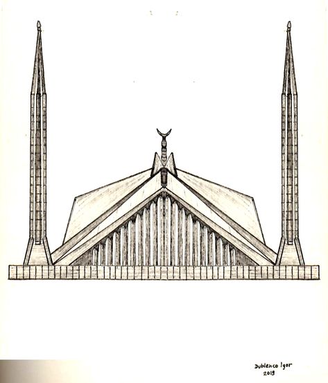 My drawing, illustration, Faisal Mosque, Islamabad, Pakistan, Asia Faisal Masjid, Country Drawings, Mosque Drawing, Faisal Mosque, Drawing Scenery, Inspiration Painting, Islamabad Pakistan, Architectural Drawing, Art Inspiration Painting