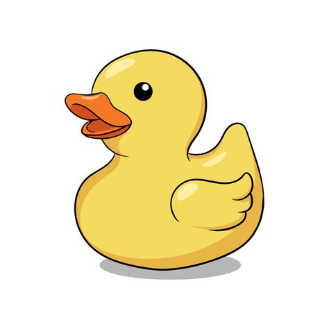 Yellow rubber duck vector isolated on white background Rubber Duck Outline, Cartoon Rubber Duck, Rubber Duck Sketch, Rubber Duck Doodle, Yellow Drawing Ideas, Rubber Duck Illustration, Yellow Duck Drawing, Yellow Things To Draw, Duck Illustration Cute