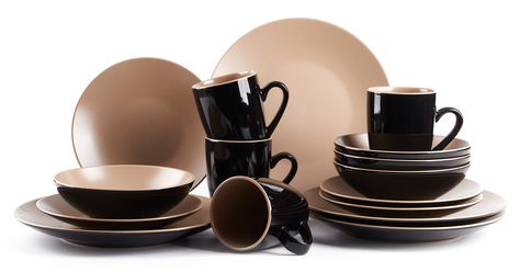 PRICES MAY VARY. More Durable: High Quality Stoneware Fired in Long Tunnel Kiln with 1300C Degree Beautiful Design: Coupe Shape Featuring Two-tone Matte Glaze Warm Beige Interior and Shiny Black Exterior, Make your Table Comfortable and Attractive 16pc Set: Service for 4, Including 4 of each of the follwing: Dinner Plate 10.5", Salad Plate 8", Soup Bowl 7", Mug 13oz More Colors Option: Vailable in a varity colors and Neutral Tones to match your all occassions Easy to Handle: Dishwasher Safe, Mic Dinnerware Sets For 8, 10 Strawberry Street, Beige Interior, Dinner Set, Dinner Plate Sets, Black Exterior, Dish Sets, Salad Plate, Dinner Sets