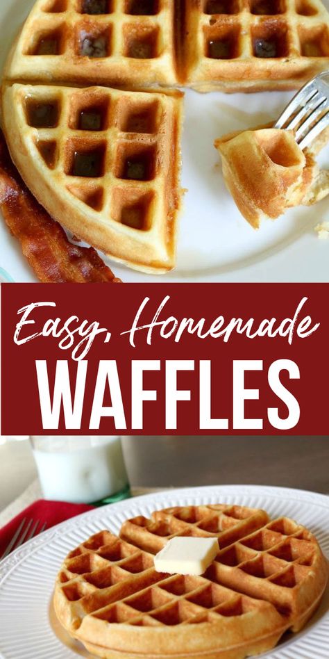 Homemade Waffle Recipe! Whip up this easy waffle recipe for your next weekend brunch! #waffles #homemadewaffles #wafflerecipe #breakfast #breakfastrecipe #brunch #homemadewaffles #waffleironrecipe Homemade Waffle Recipe Easy, Homemade Waffle Recipe, Waffle Mix Recipes, Homemade Waffle, Waffles Recipe Homemade, Easy Waffle Recipe, Waffle Iron Recipes, Waffle Maker Recipes, Waffles Easy