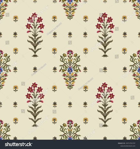 Mughal Borders Pattern, Mughal Pattern, Mughal Motif, Dresses Sewing, Mughal Art, Girls Dresses Sewing, Floral Branch, Flower Art Images, Border Pattern