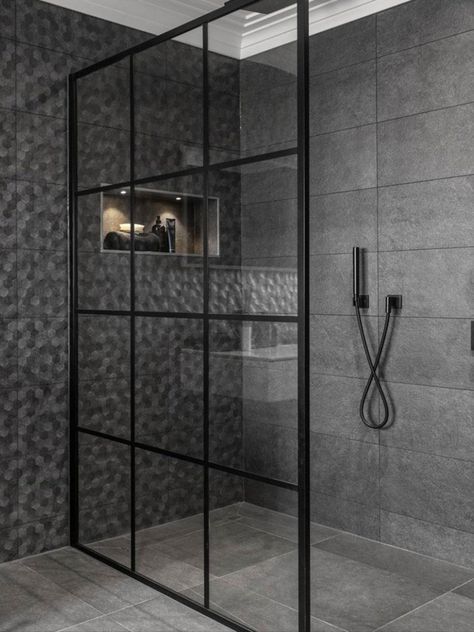 Bathroom Designs Small, Wet Room Ideas, Modern Luxury Bathroom Design, Small Bathroom Designs, Beautiful Tile Bathroom, Bathroom Renovation Ideas, Wet Room Bathroom, Modern Luxury Bathroom, Grey Bathroom Tiles