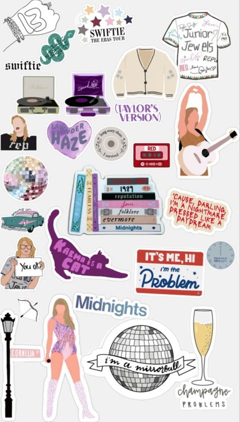 printable Taylor Swift Stickers #Taylor #stickers Taylor Swift Things, Printable Taylor Swift, Swiftie Sticker, Frases Taylor Swift, Taylor Swift Stickers, Taylor Swift Cake, Sticker Collage, Posters Diy, Taylor Swift Drawing
