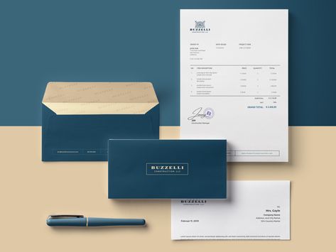 BUZZELLI Envelope + Invoice + Letterhead design by PANTER Amplop Design, Corporate Envelope Design, Business Envelope Design, Envelope Design Inspiration, Envelope Design Ideas, Letterhead Design Inspiration, Envelopes Design, Luxury Logos, Design Envelope