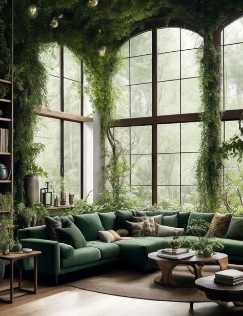 Nature's Haven: Transform Your Living Room into a Serene Oasis Nature Inspired Living Room, Cozy Cubicle, Perfect Laundry Room, Tattoo Modern, Earthy Living Room, Green House Design, Organic Textures, Aesthetic Living Room, Living Wall Decor