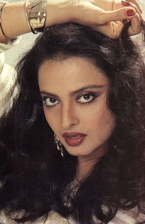 Rekha Rekha 90s, Rekha Actress, Braided Half Updo, Dark Red Lips, Honey Blonde Hair, Blowout Hair, Blonde Hair Looks, Long Curls, Half Updo