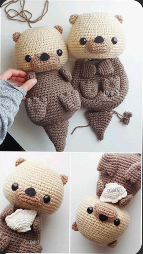 Crochet Amigurumi Otter, Crochet Otter Pattern Free, Otter Crochet Pattern Free, Amigurumi Otter, Otter Amigurumi, Otter Crochet, Crochet Otter, Amigurumi Minta, Easy Crochet Animals