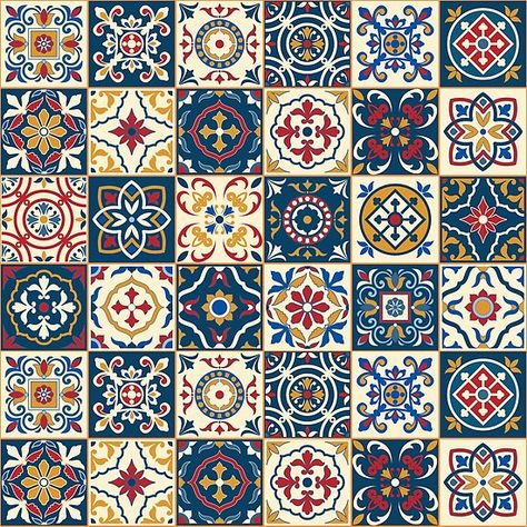 Moroccan Tiles Pattern, Moroccan Fabric, Pillow Slip Covers, Diy Sticker, Portuguese Tiles, Soyut Sanat Tabloları, Moroccan Tiles, Surface Textures, Tile Art